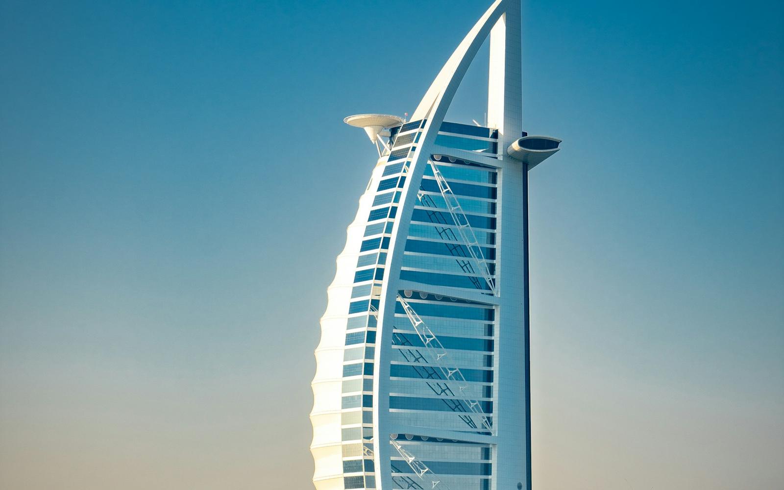 The Burj Al Arab against a clear sky